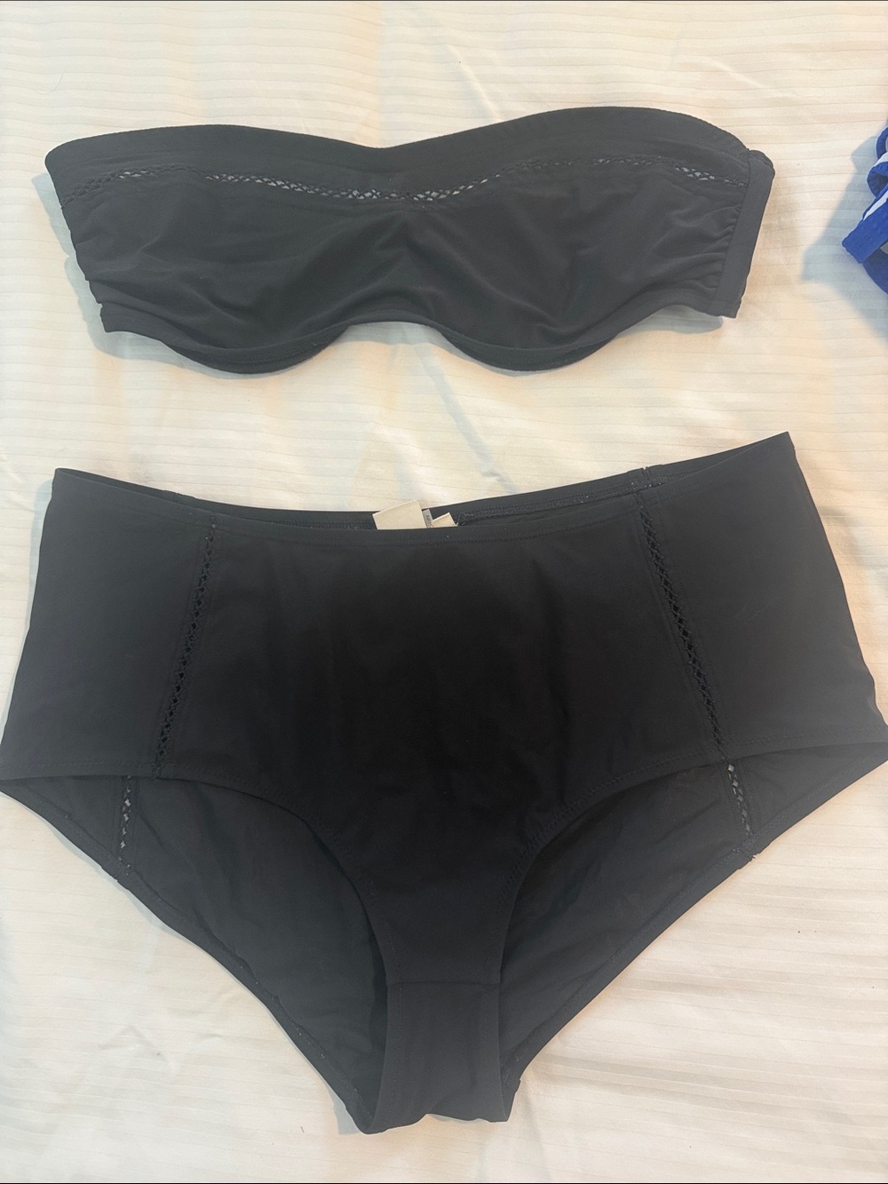 Black High-Waist Swim Bottoms and bandeau swim top- Women's